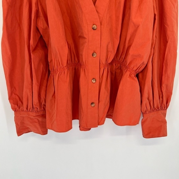 Ciao Lucia Talita Silk Blend Button Front Long Sleeve Top In Orange - Picture 4 of 7